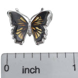 Butterfly Cameo Amber Silver Pendant