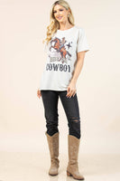AV1205-PAMELA RIDE'EM COWBOY GRAPHIC T-SHIRT : Oatmeal/Multi / Contemporary / 2XL