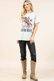 AV1205-PAMELA RIDE'EM COWBOY GRAPHIC T-SHIRT : Oatmeal/Multi / Contemporary / L