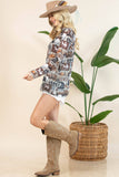 AV1230-AUBREY WESTERN RODEO SEMI SHEER MESH TOP: Light Grey/Brown / Contemporary / XL
