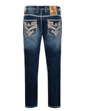 MEN'S COTTON/SPANDEX STRETCH FANCY SLIM STRAIGHT JEANS-RP500-501: 34
