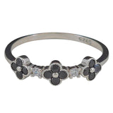 Clover Black Onyx Sterling Silver Ring: 7