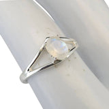 Open Faceted Oval Moonstone Sterling Silver Ring: 6