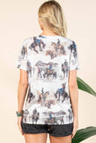 AV1205-LILI WESTERN PRINT RELAXED FIT SHORT SLEEVE T-SHIRT : Contemporary / Light Mocha Multi / L
