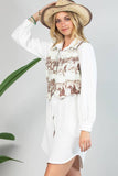 AV1274-GABBY WESTERN PRINT BUTTON DOWN WOVEN VEST : Light Mocha / Contemporary / M