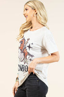 AV1205-PAMELA RIDE'EM COWBOY GRAPHIC T-SHIRT : Oatmeal/Multi / Contemporary / 2XL