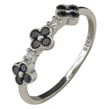 Clover Black Onyx Sterling Silver Ring: 6