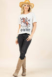 AV1205-PAMELA RIDE'EM COWBOY GRAPHIC T-SHIRT : Oatmeal/Multi / Contemporary / L