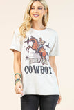 AV1205-PAMELA RIDE'EM COWBOY GRAPHIC T-SHIRT : Oatmeal/Multi / Contemporary / 2XL