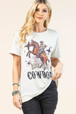 AV1205-PAMELA RIDE'EM COWBOY GRAPHIC T-SHIRT : Oatmeal/Multi / Contemporary / L