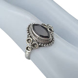 Faceted Black Onyx Sterling Silver Ring: 7