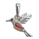 Amber Sterling Silver Hummingbird Pendant