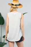 AV079-KEITH VINTAGE WESTERN GRAPHIC SLEEVELESS TOP: Oatmeal / Contemporary / L
