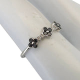 Clover Black Onyx Sterling Silver Ring: 6