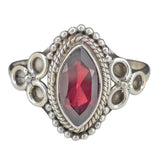 Faceted Garnet Sterling Silver Ring: 6