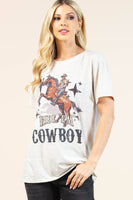 AV1205-PAMELA RIDE'EM COWBOY GRAPHIC T-SHIRT : Oatmeal/Multi / Contemporary / S