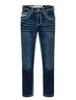 MEN'S COTTON/SPANDEX STRETCH FANCY SLIM STRAIGHT JEANS-RP500-506: 28
