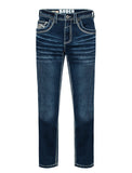 MEN'S COTTON/SPANDEX STRETCH FANCY SLIM STRAIGHT JEANS-RP500-506: 28