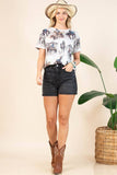 AV1205-LILI WESTERN PRINT RELAXED FIT SHORT SLEEVE T-SHIRT : Contemporary / Light Mocha Multi / XL