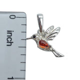 Amber Sterling Silver Hummingbird Pendant