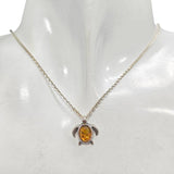 Amber Sterling Silver Turtle Pendant