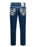 MEN'S COTTON/SPANDEX STRETCH FANCY SLIM STRAIGHT JEANS-RP500-503: 32