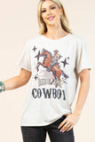 AV1205-PAMELA RIDE'EM COWBOY GRAPHIC T-SHIRT : Oatmeal/Multi / Contemporary / 2XL