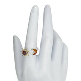 Sun and Moon Amber Adjustable Spinner Ring