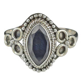 Faceted Black Onyx Sterling Silver Ring: 7