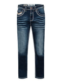 MEN'S COTTON/SPANDEX STRETCH FANCY SLIM STRAIGHT JEANS-RP500-501: 34