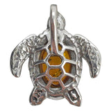 Amber Sterling Silver Turtle Pendant
