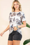 AV1205-LILI WESTERN PRINT RELAXED FIT SHORT SLEEVE T-SHIRT : Contemporary / Light Mocha Multi / XL