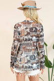 AV1230-AUBREY WESTERN RODEO SEMI SHEER MESH TOP: Light Grey/Brown / Contemporary / M
