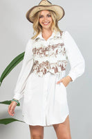 AV1274-GABBY WESTERN PRINT BUTTON DOWN WOVEN VEST : Light Mocha / Contemporary / M