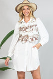 AV1274-GABBY WESTERN PRINT BUTTON DOWN WOVEN VEST : Light Mocha / Contemporary / M