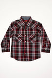 RODEO CLOTHING KID'S PLAID WESTERN LONG SLEEVE SNAP SHIRTS: S (2-3 Yrs)