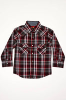 RODEO CLOTHING KID'S PLAID WESTERN LONG SLEEVE SNAP SHIRTS: M (4-5 Yrs)
