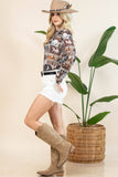AV1230-AUBREY WESTERN RODEO SEMI SHEER MESH TOP: Light Grey/Brown / Contemporary / M