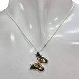 Butterfly Cameo Amber Silver Pendant