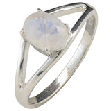 Open Faceted Oval Moonstone Sterling Silver Ring: 6