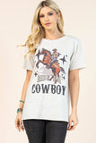 AV1205-PAMELA RIDE'EM COWBOY GRAPHIC T-SHIRT : Oatmeal/Multi / Contemporary / 2XL