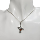Hummingbird Cognac Amber Sterling Silver Pendant