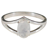 Open Faceted Oval Moonstone Sterling Silver Ring: 6