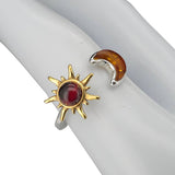 Sun and Moon Amber Adjustable Spinner Ring