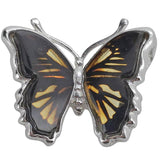 Butterfly Cameo Amber Silver Pendant