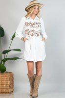 AV1274-GABBY WESTERN PRINT BUTTON DOWN WOVEN VEST : Light Mocha / Contemporary / S