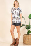 AV1205-LILI WESTERN PRINT RELAXED FIT SHORT SLEEVE T-SHIRT : Contemporary / Light Mocha Multi / M