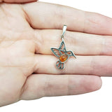Hummingbird Cognac Amber Sterling Silver Pendant