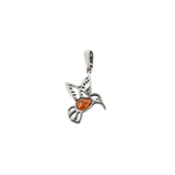Hummingbird Cognac Amber Sterling Silver Pendant