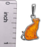 Amber Sterling Silver Cat Pendant